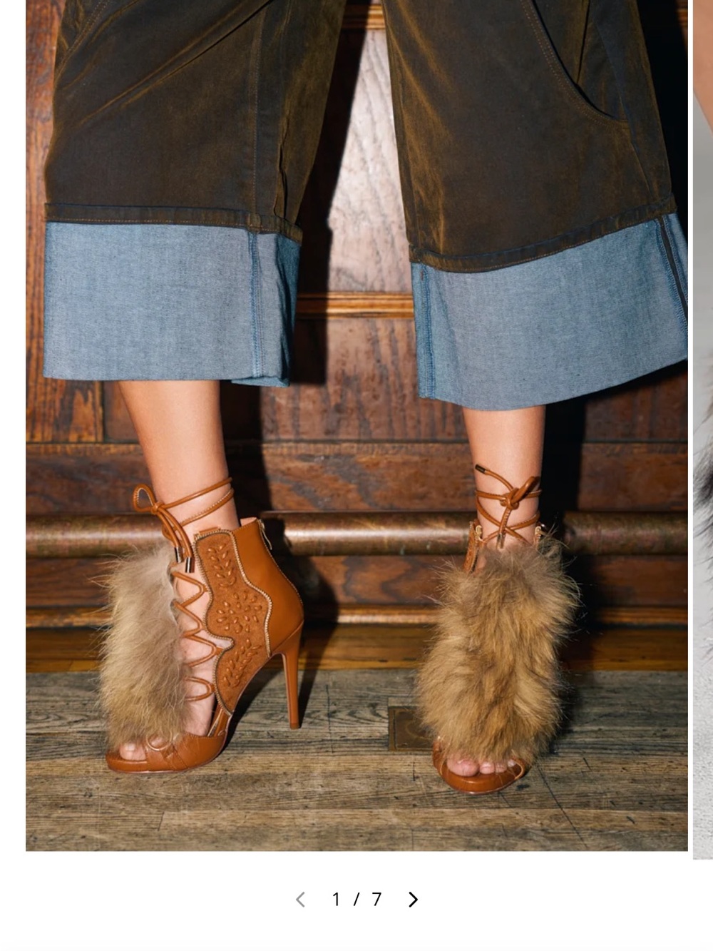 Lux Fur-Trim Lace-Up High Heel Booties in Burgundy and Tan